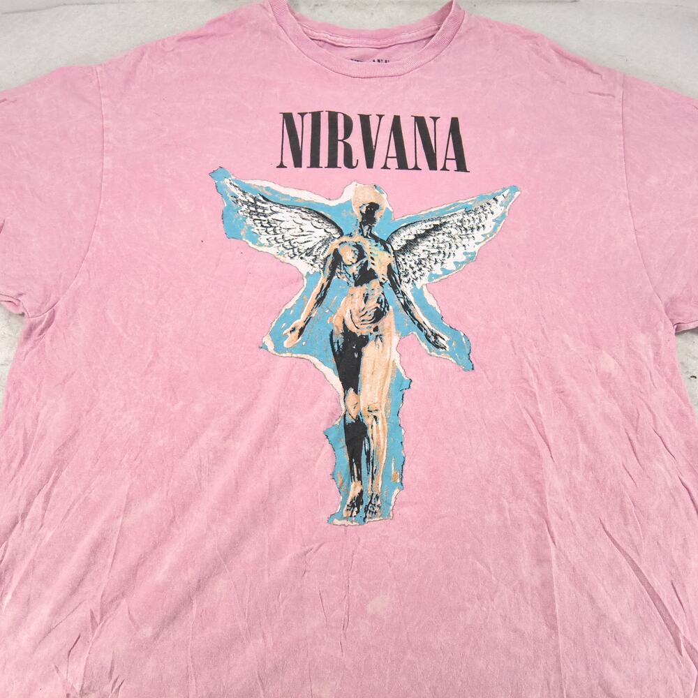 Nirvana Band Crew Neck Graphic Short Sleeve T Shirt Womens Size 1X Pink
